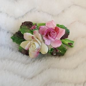 Royal Adderley Vintage Porcelain Floral Brooch Pin